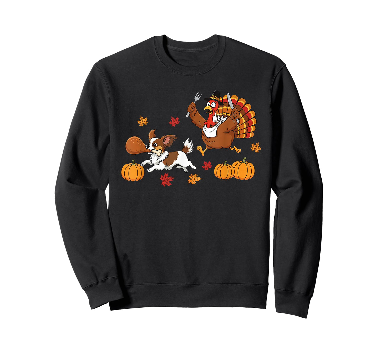 Funny Papillon Turkey Autumn Thanksgiving Womens Mens Kids T-Shirt