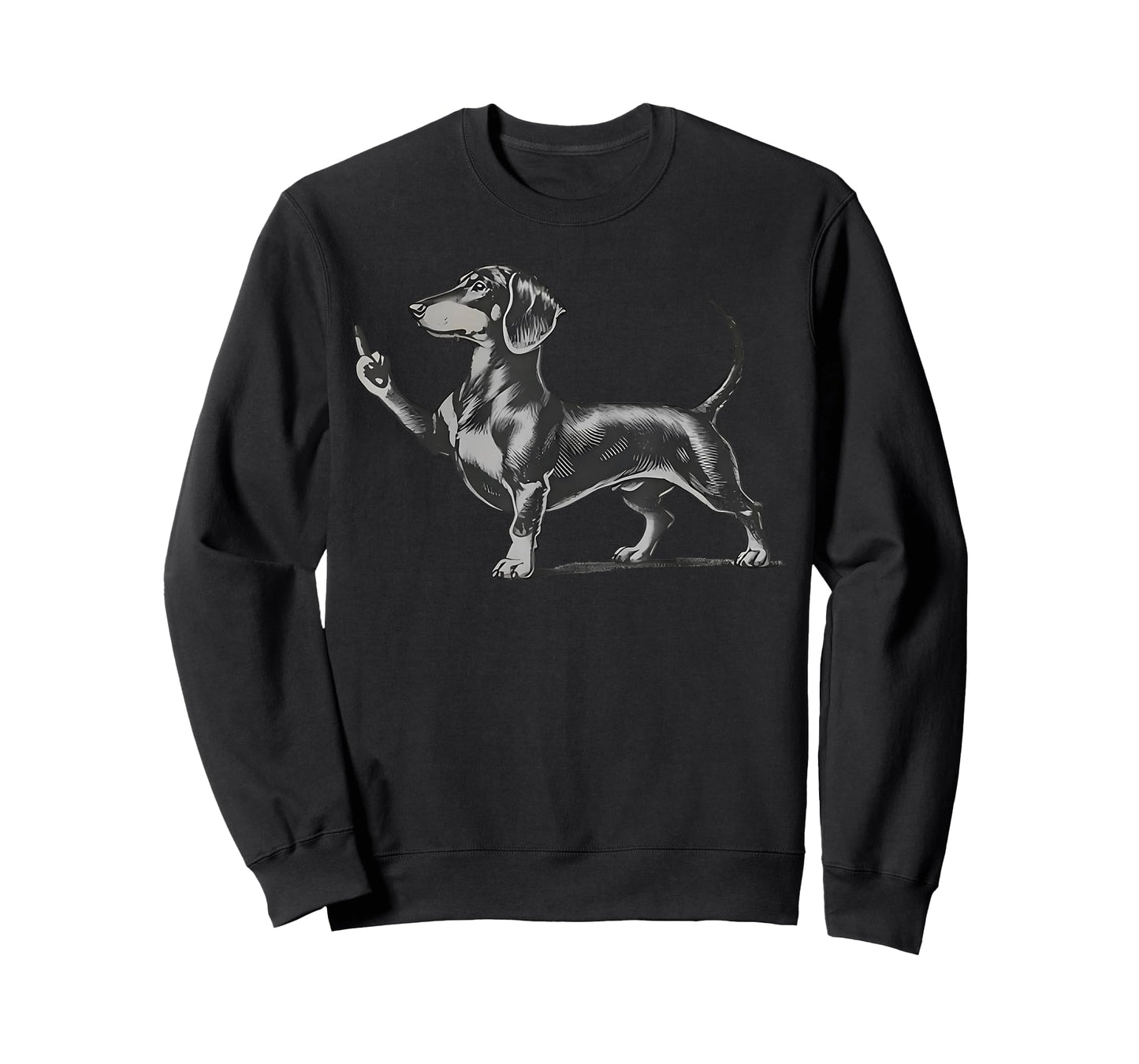 Funny Rude Black Dachshund Dog Meme Middle Finger Wiener Dog T-Shirt