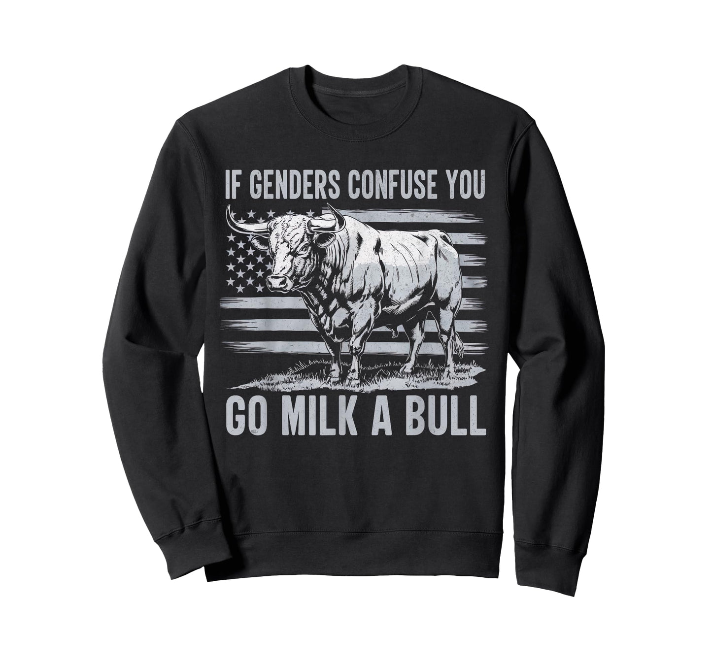 If Genders Confuse You Go Milk a Bull Vintage USA Flag T-Shirt