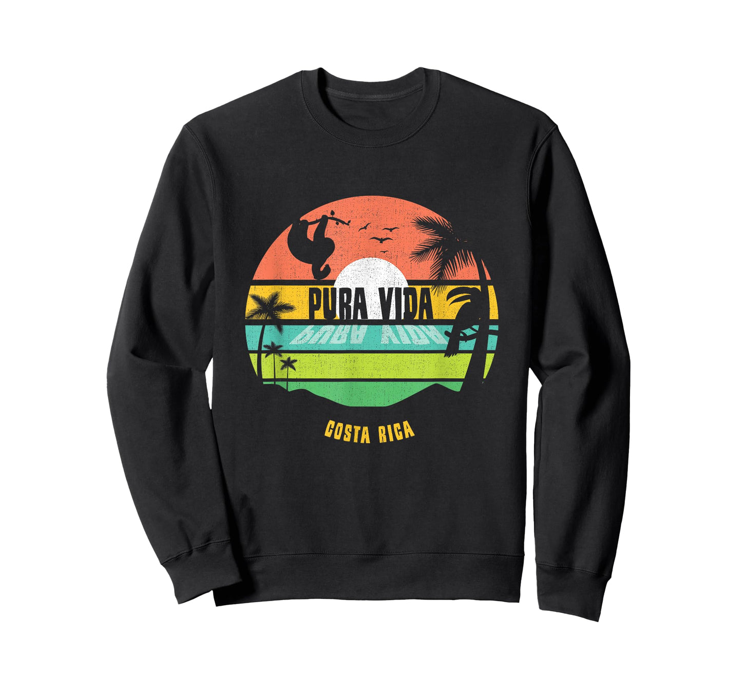 Costa Rica Pura Vida Tropical Sloth & Toucan Sunset Souvenir T-Shirt