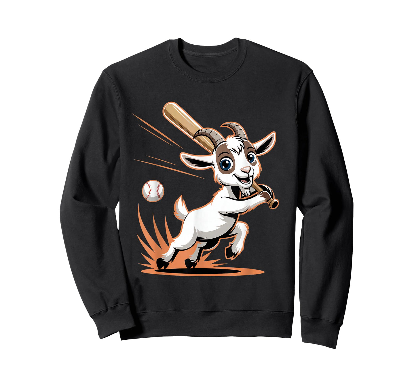 Baseball Goat Slugger Mascot Cartoon Hitting Ball T-Shirt