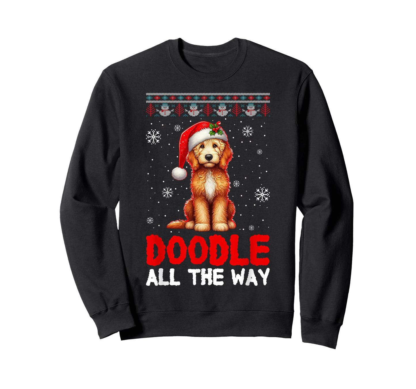 Doodle All The Way Funny Goldendoodle Santa Hat Christmas T-Shirt