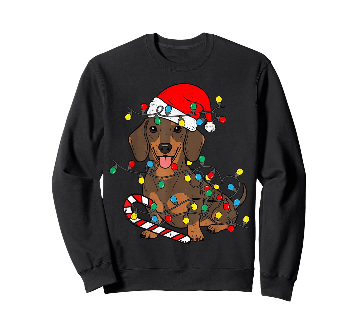 Dachshund Dog Christmas Lights Santa Xmas Pet Dog Lover T-Shirt