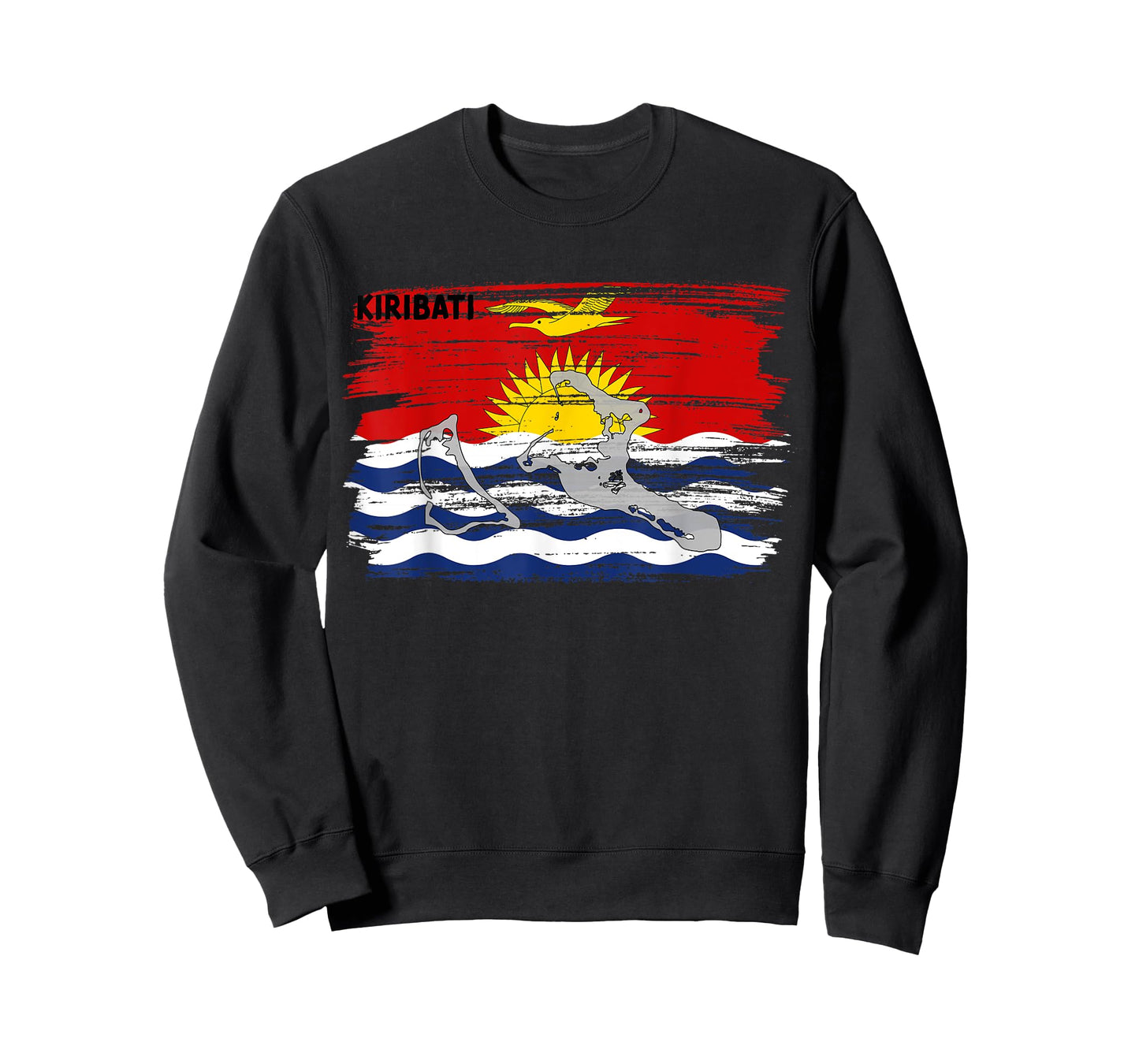 Kiribatian flag drawing with brush, sketch of Kiribati map T-Shirt