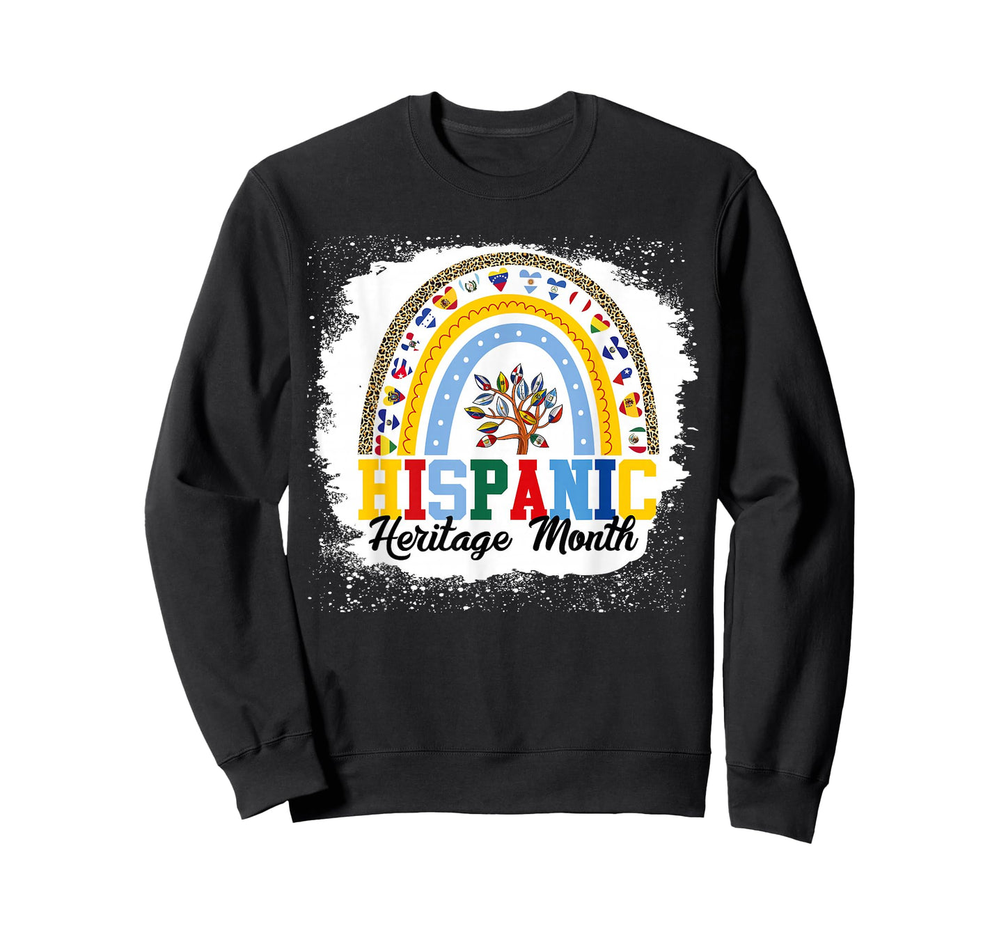 Hispanic Heritage Month all Countries Flags rainbow leopard T-Shirt