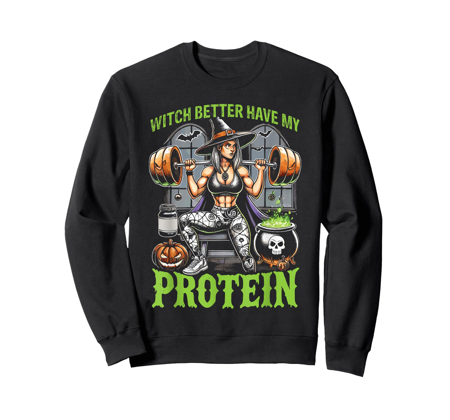 Ghost Gym Halloween Workout Witch Better Have My Protein T-Shirt