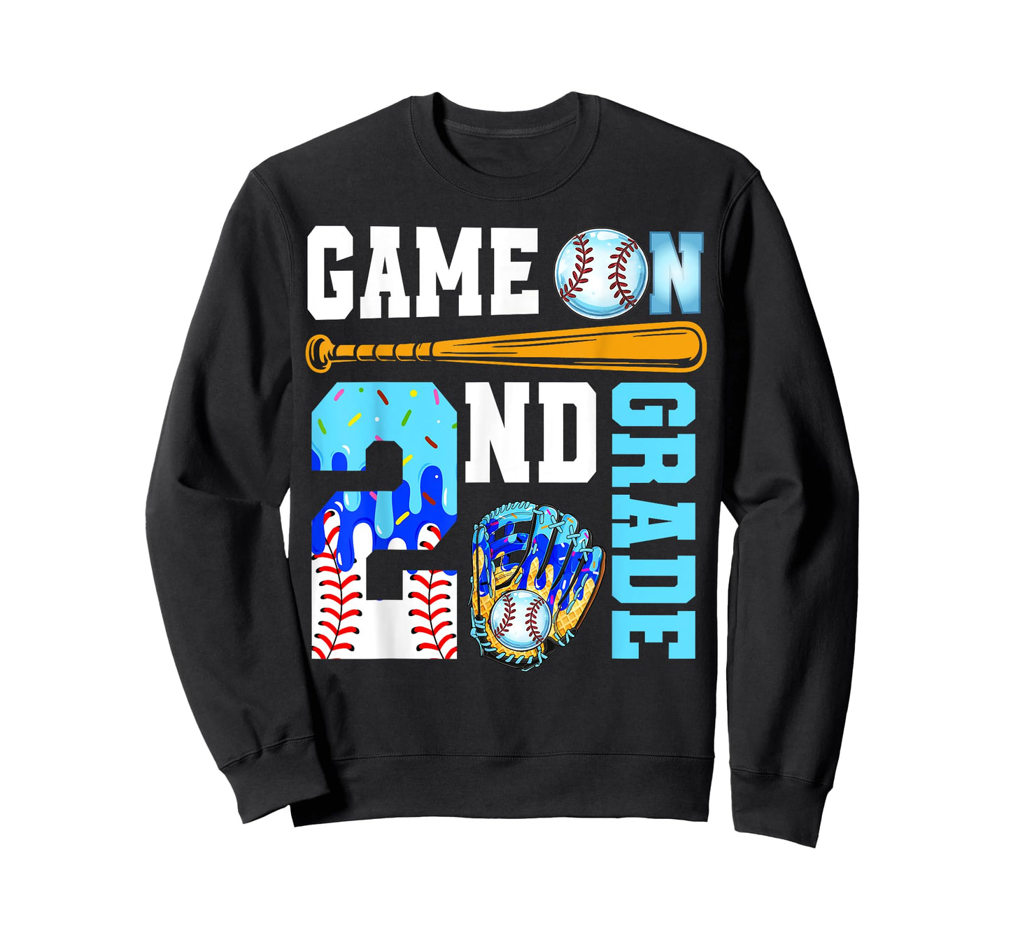 2nd Grade Back To School Baseball Drip Ice Cream Game On T-Shirt