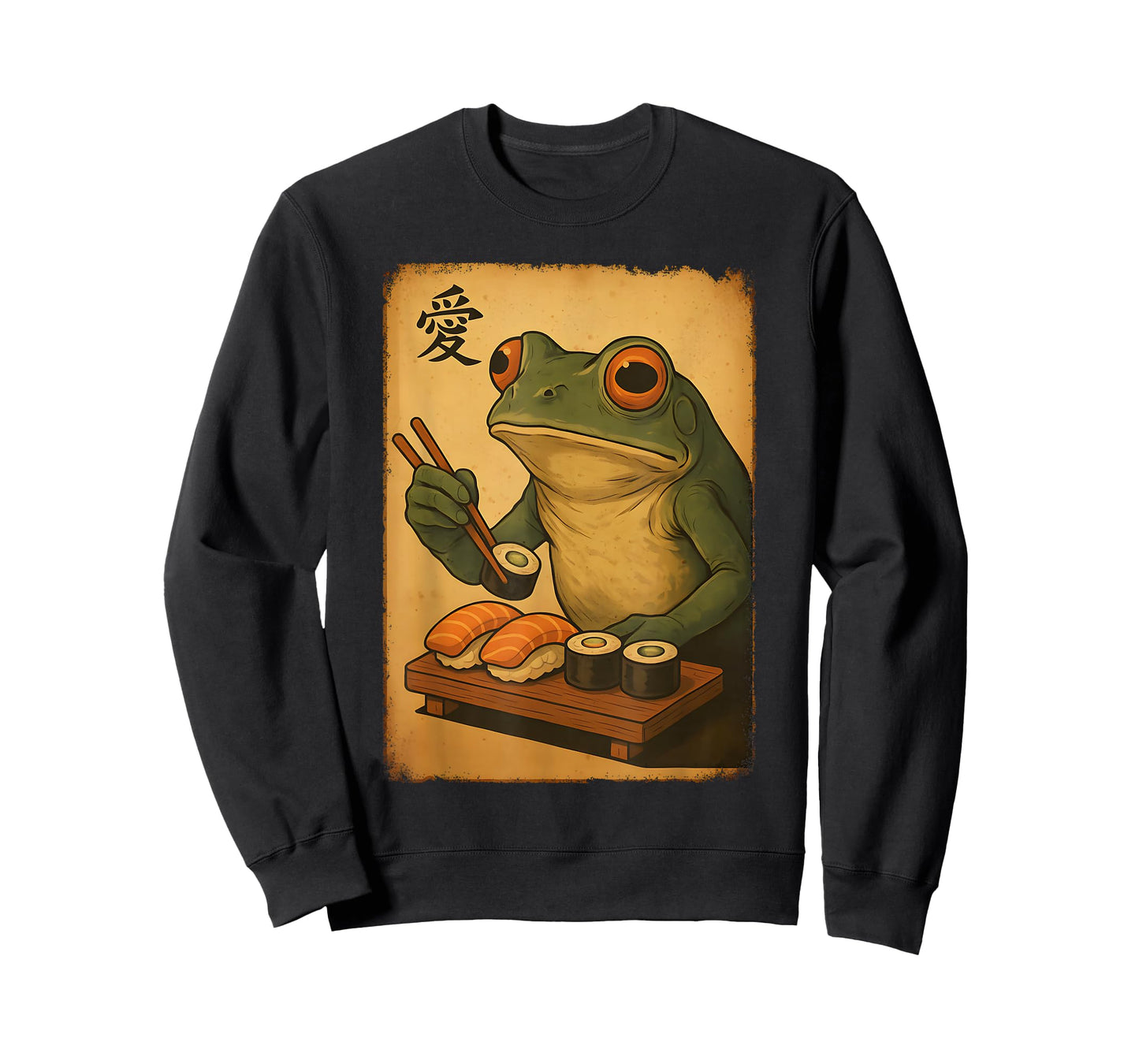 Cute Kawaii Frog Eating Sushi Funny Japanese Frog Graphic T-Shirt