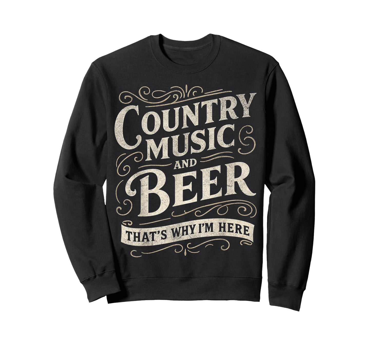 Country Music and Beer That's Why I'm Here Vintage Art T-Shirt