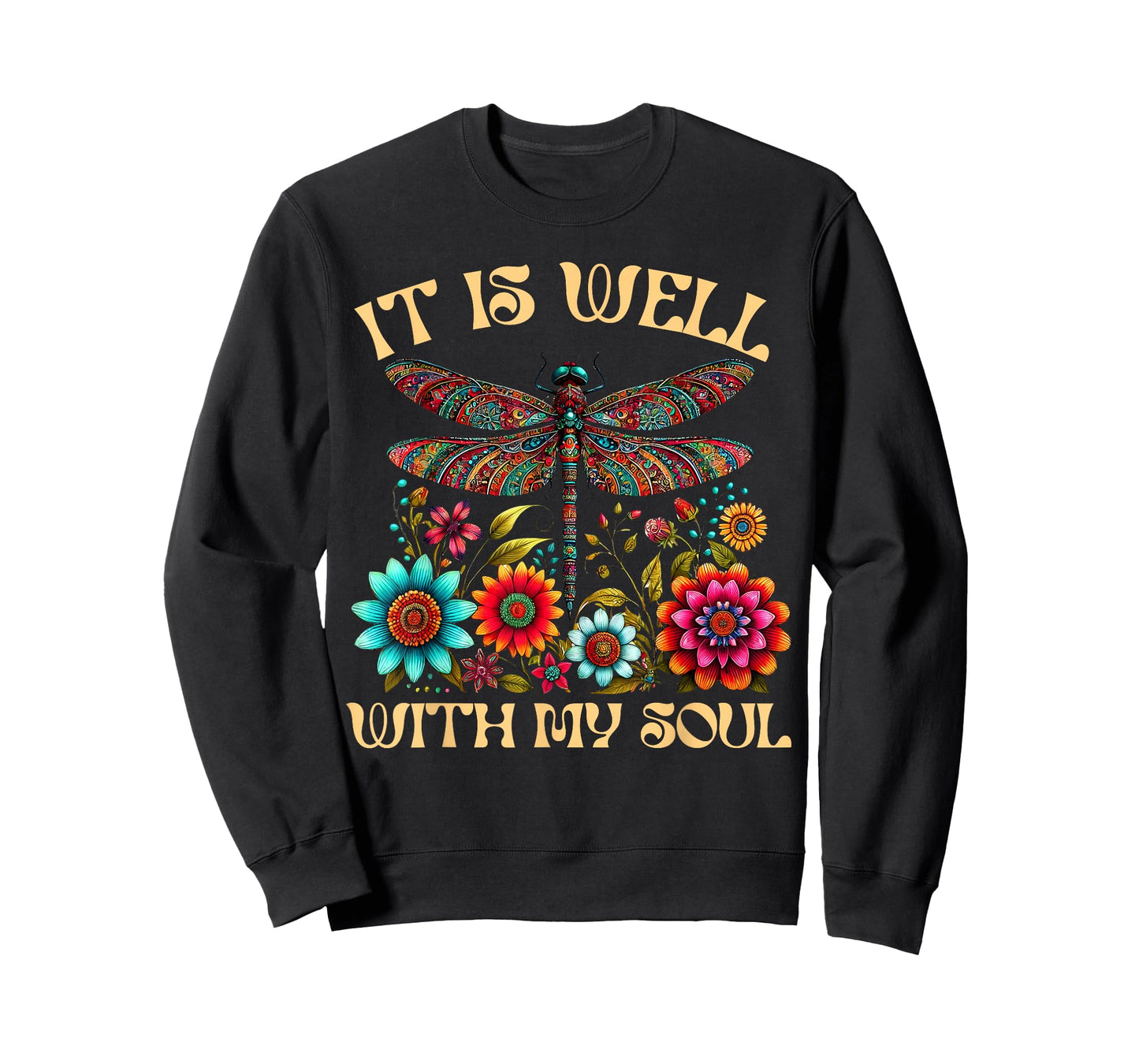 It Is Well With My Soul Dragonfly Floral Boho Christian God T-Shirt