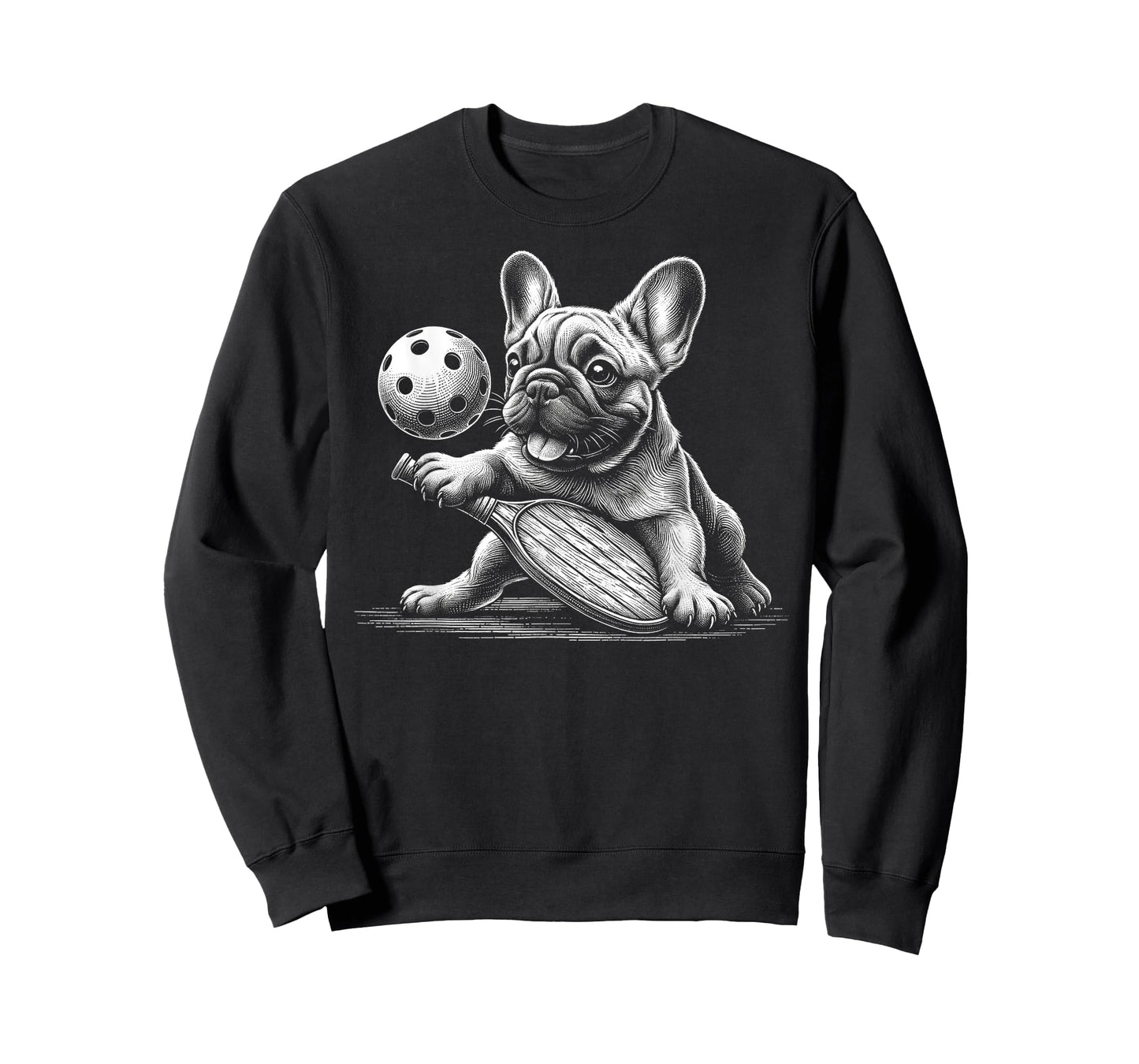 Pickleball French Bulldog Sketch Paddle Sport T-Shirt