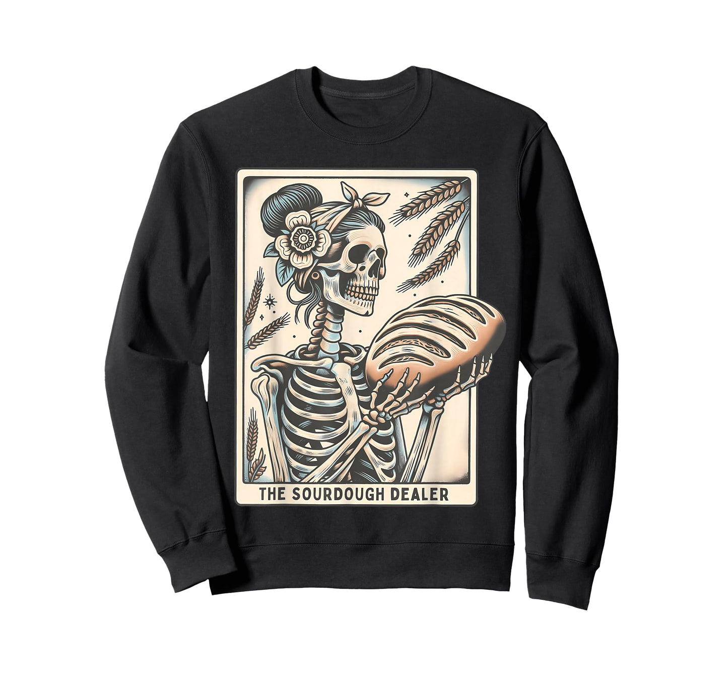 Sourdough Bread Tarot Card Skeleton Homemaker Baking T-Shirt