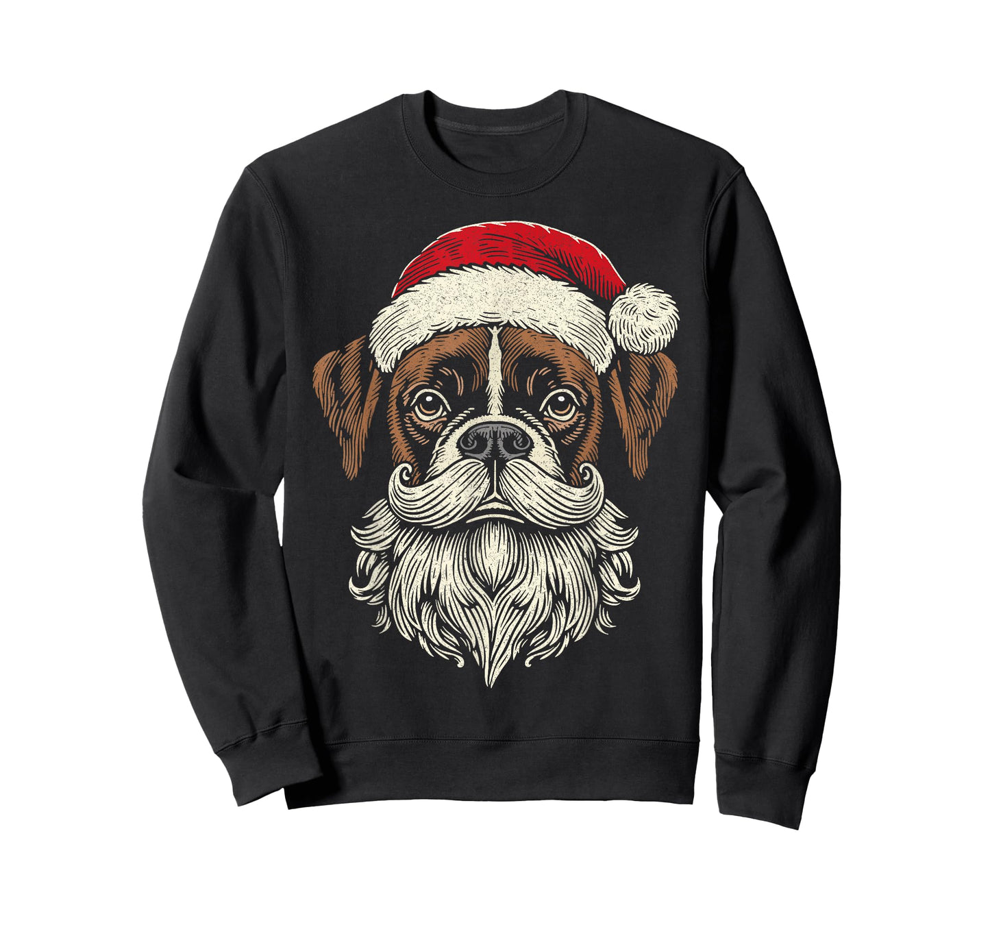 Santa Claus Boxer Dog Christmas Holiday Vintage Artistic T-Shirt