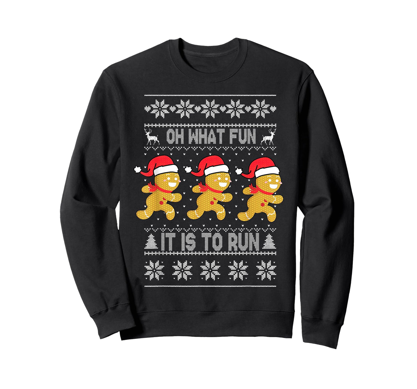 Oh What Fun It is to Run Gingerbread Running Ugly Christmas T-Shirt