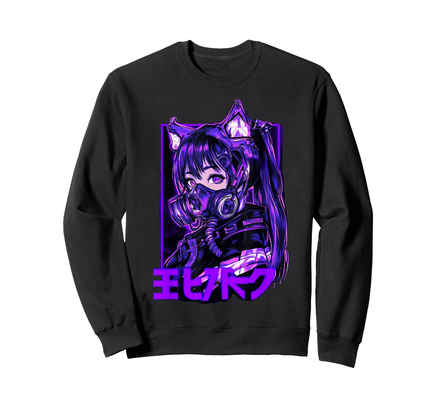 Futuristic Anime Catgirl Warrior Mask Cyberpunk Look T-Shirt