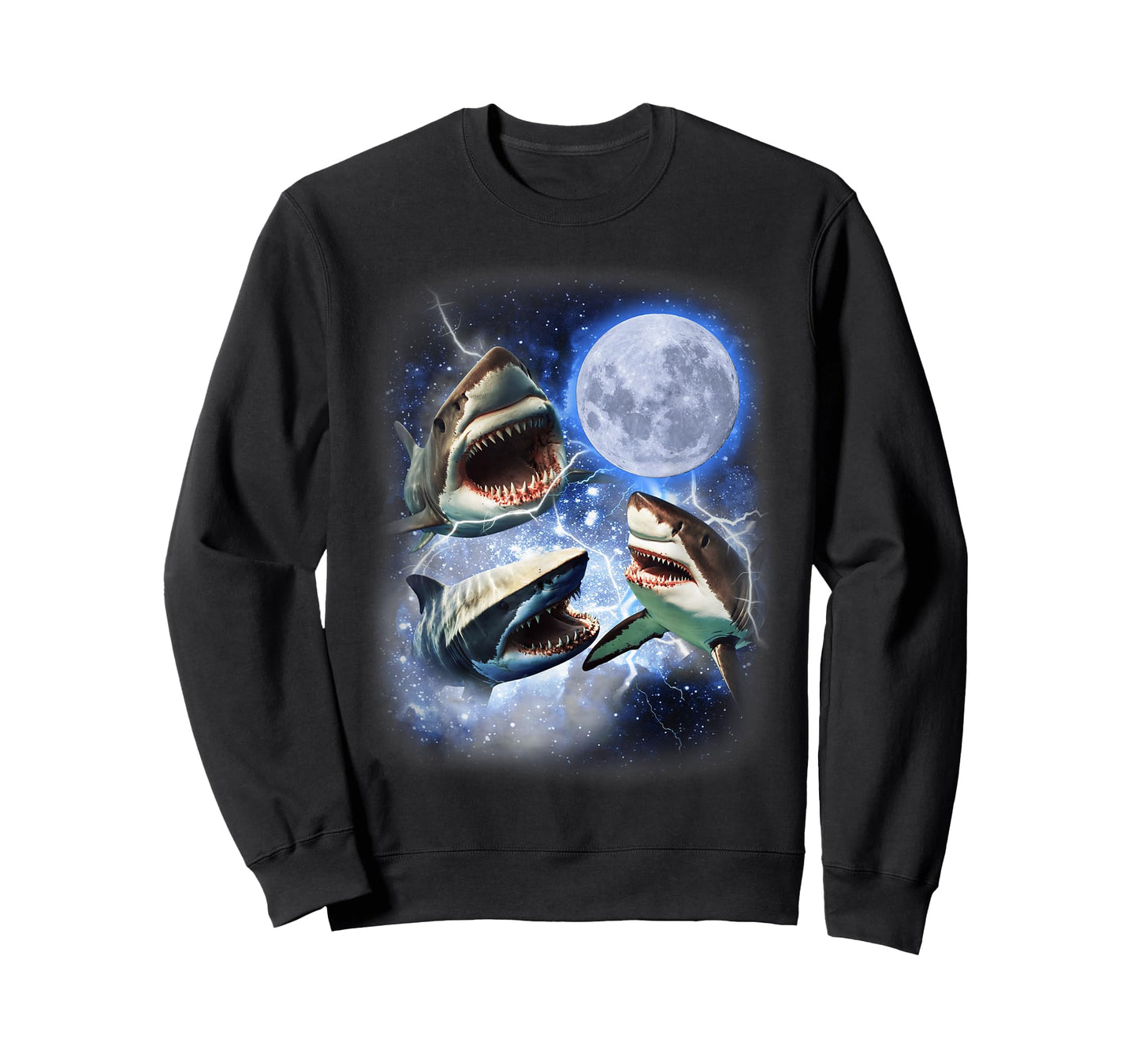 Three Shark Moon - 3 Great Whites Howling Wolfs Moon Parody T-Shirt