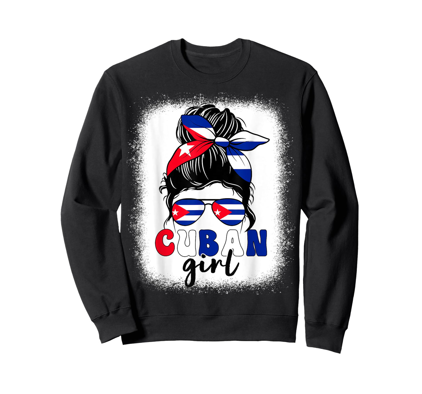 Cuban Girl Messy Bun Cuba Pride Patriotic Womens Kids T-Shirt