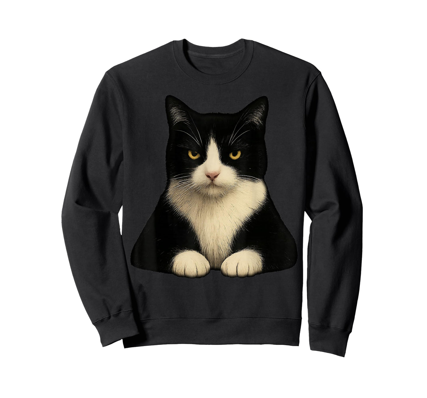 Funny Grumpy Black and Whit Cat Serious Face Tuxedo Cat T-Shirt