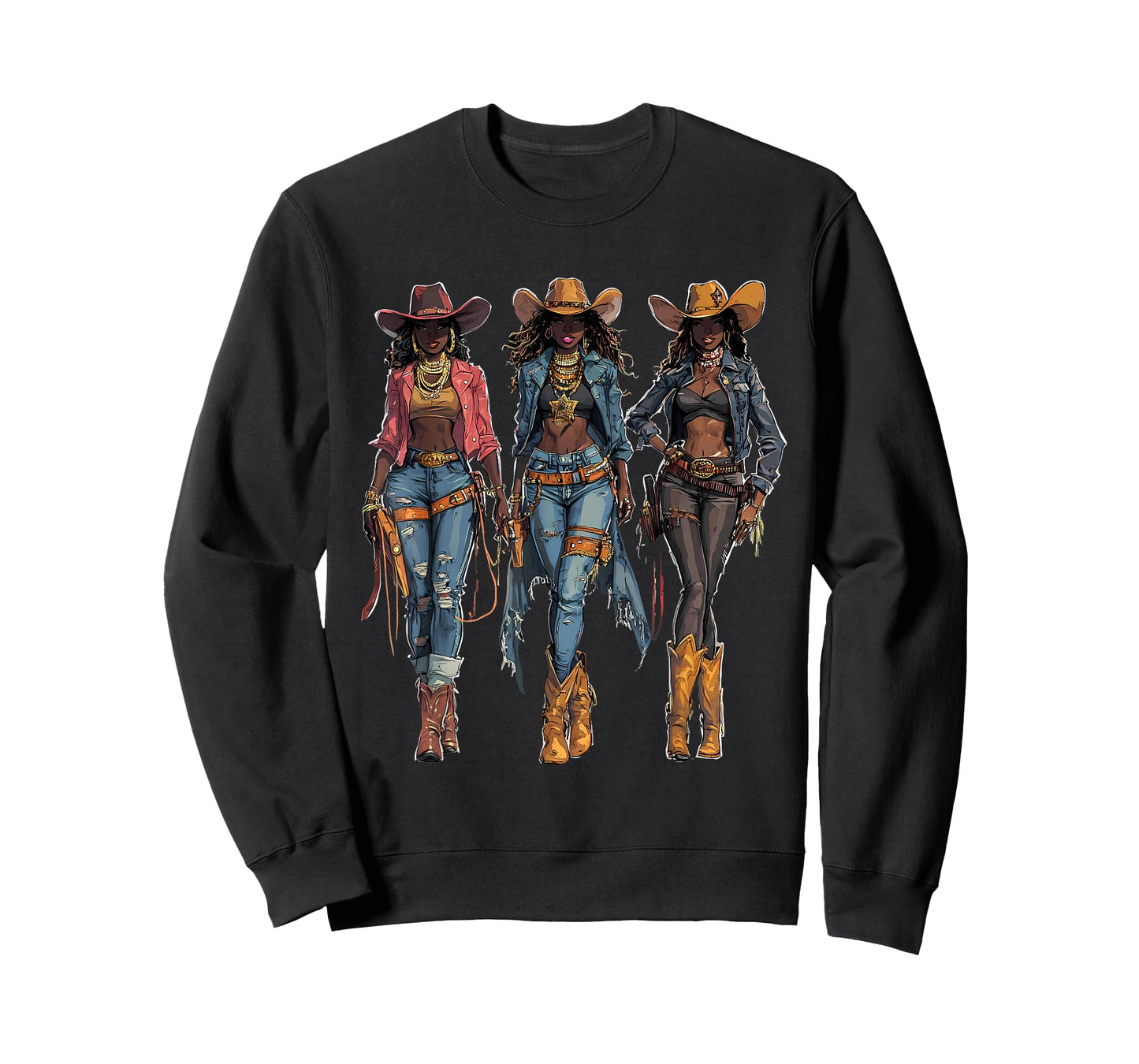 Black African American Cowgirl Western Country Texas Rodeo T-Shirt