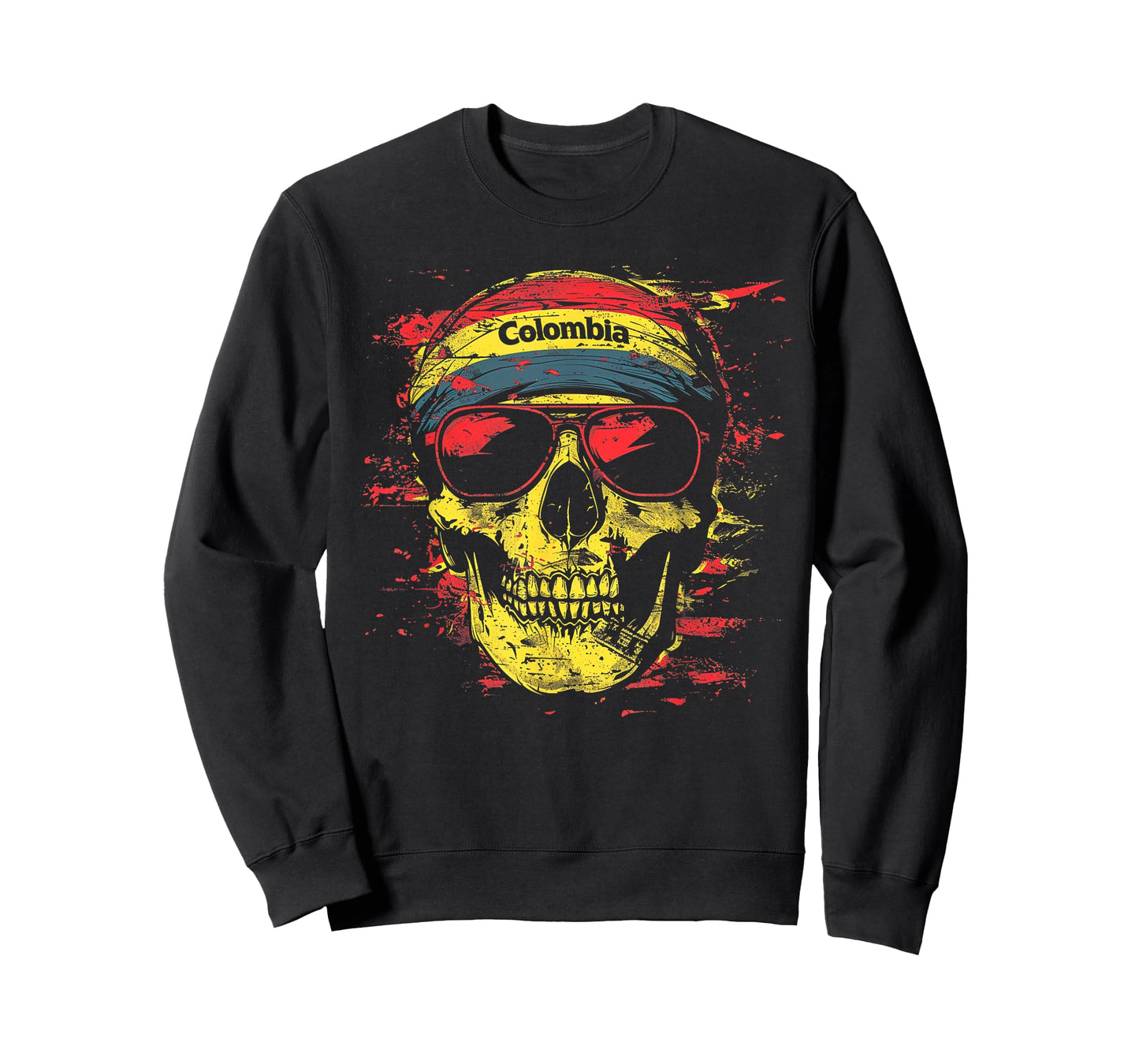Colombian Colombia Flag - Skull Skeleton Vintage Country T-Shirt