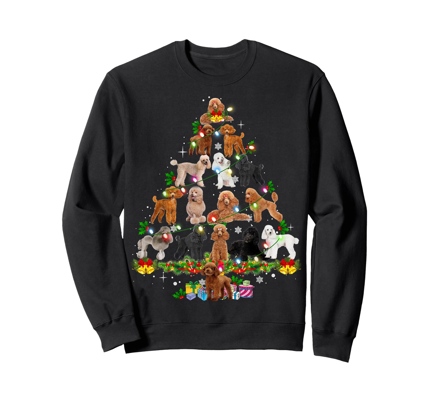 Funny Poodle Christmas Tree Ornament Decor Xmas Dog Dad Mom T-Shirt