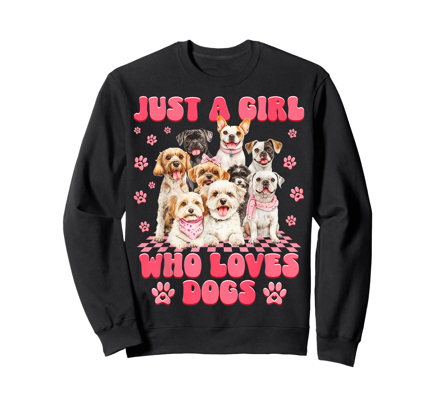 Funny Just A Girl Who Loves Dogs Puppy Love Girls Women Tee T-Shirt