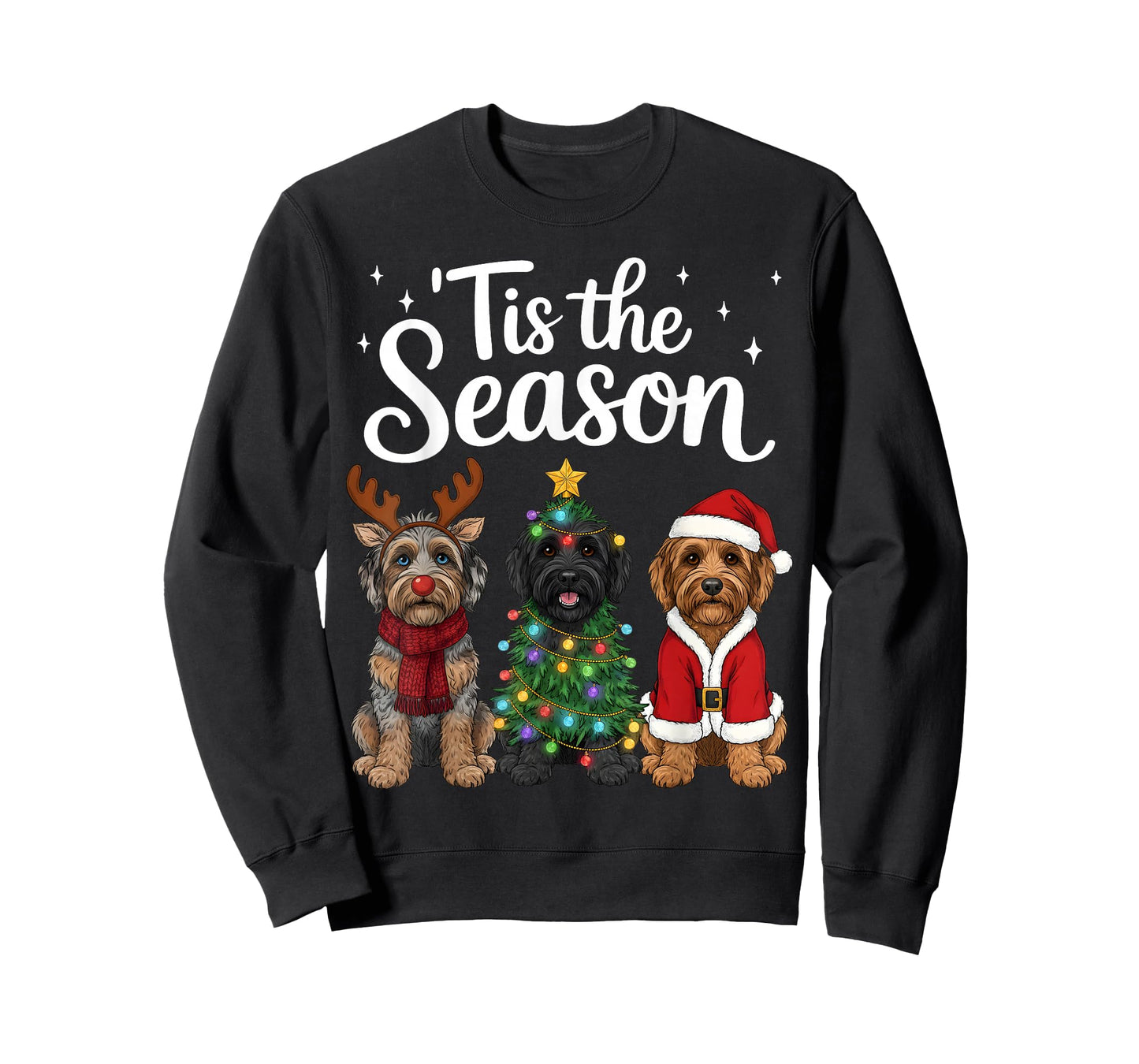 Tis The Season Aussiedoodle Christmas Santa Dog Lover T-Shirt