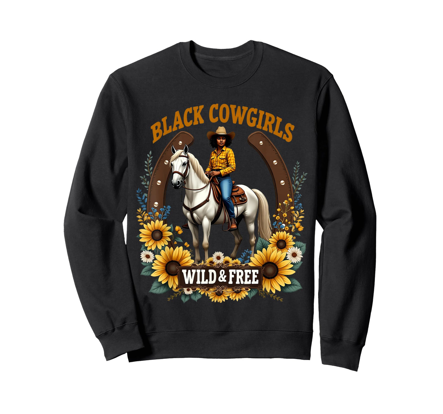 Black Cowgirls - Wild and Free Afro American Western Girls T-Shirt