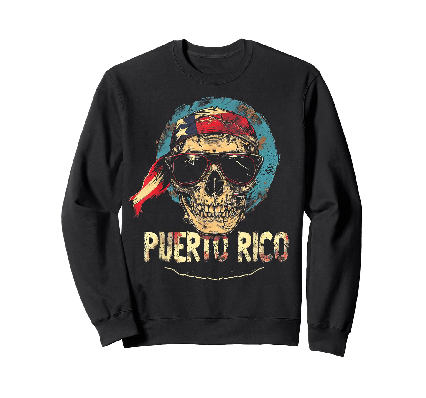 Puerto Rico Rican Flag Skull Skeleton Vintage Country Family T-Shirt