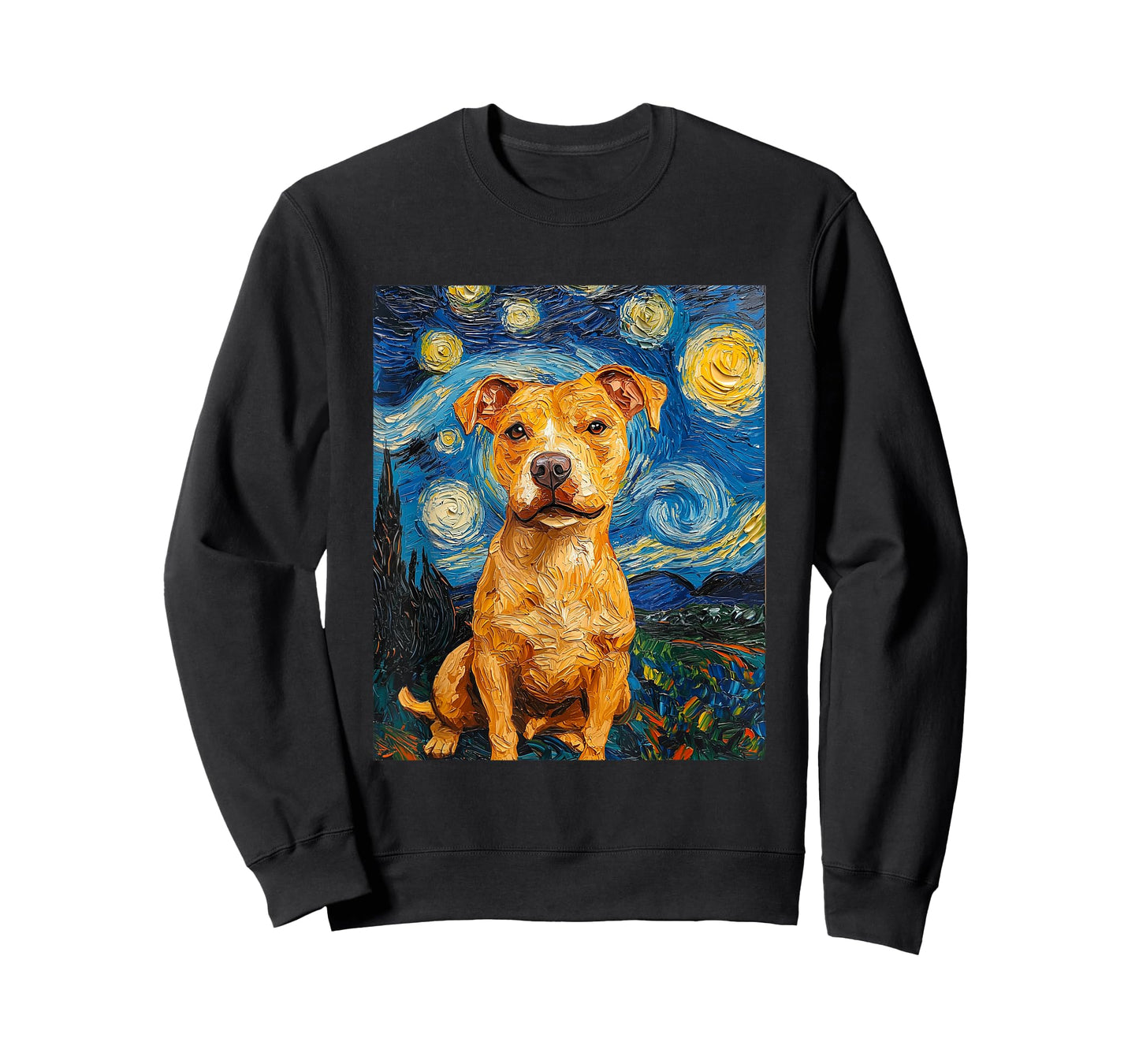 Pitbull Dog Pit Bull Pittie - Van Gogh Style - Starry Night T-Shirt