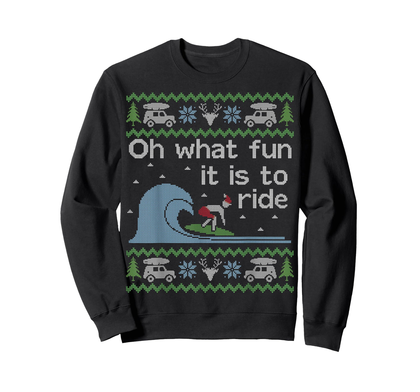 Funny Ugly Sweater Christmas Surfing Surfer Surf Board Shirt T-Shirt