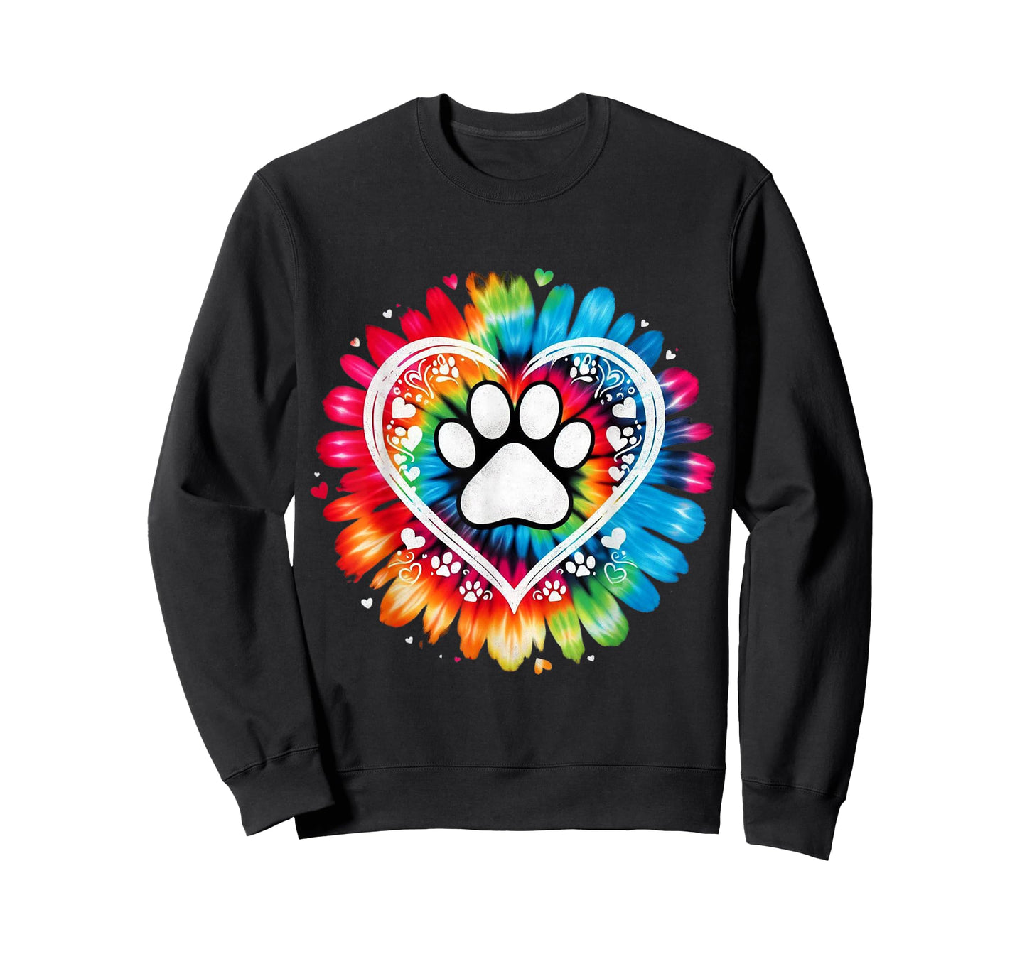 Tie Dye Love Dog Paw Print Heart Animal Lover T-Shirt