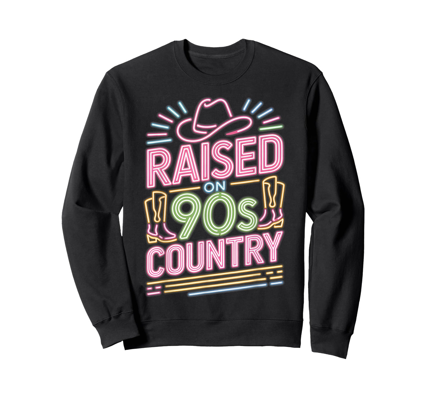 Western Cowboy Boots & Hat Raised on 90s Country Music Lover T-Shirt