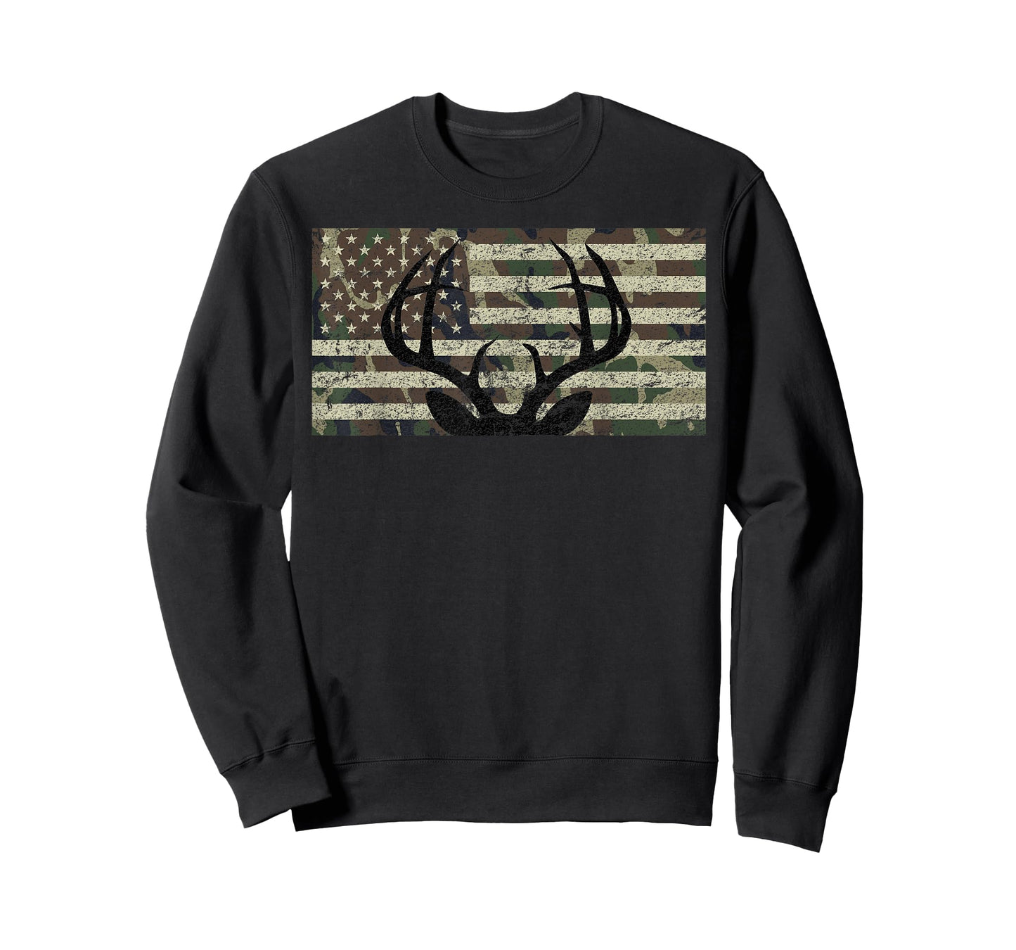 Deer Hunting Camo American Flag Buck Antlers Hunter Country T-Shirt