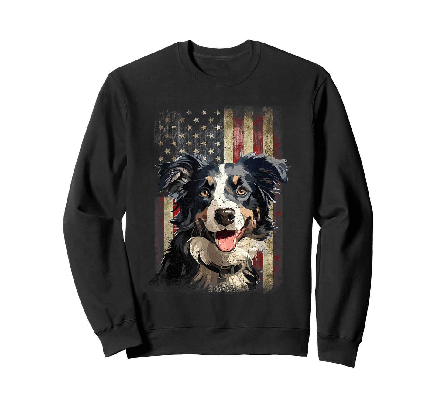 Patriotic Tricolor Border Collie Flag American USA Dog Lover Women Men T-Shirt