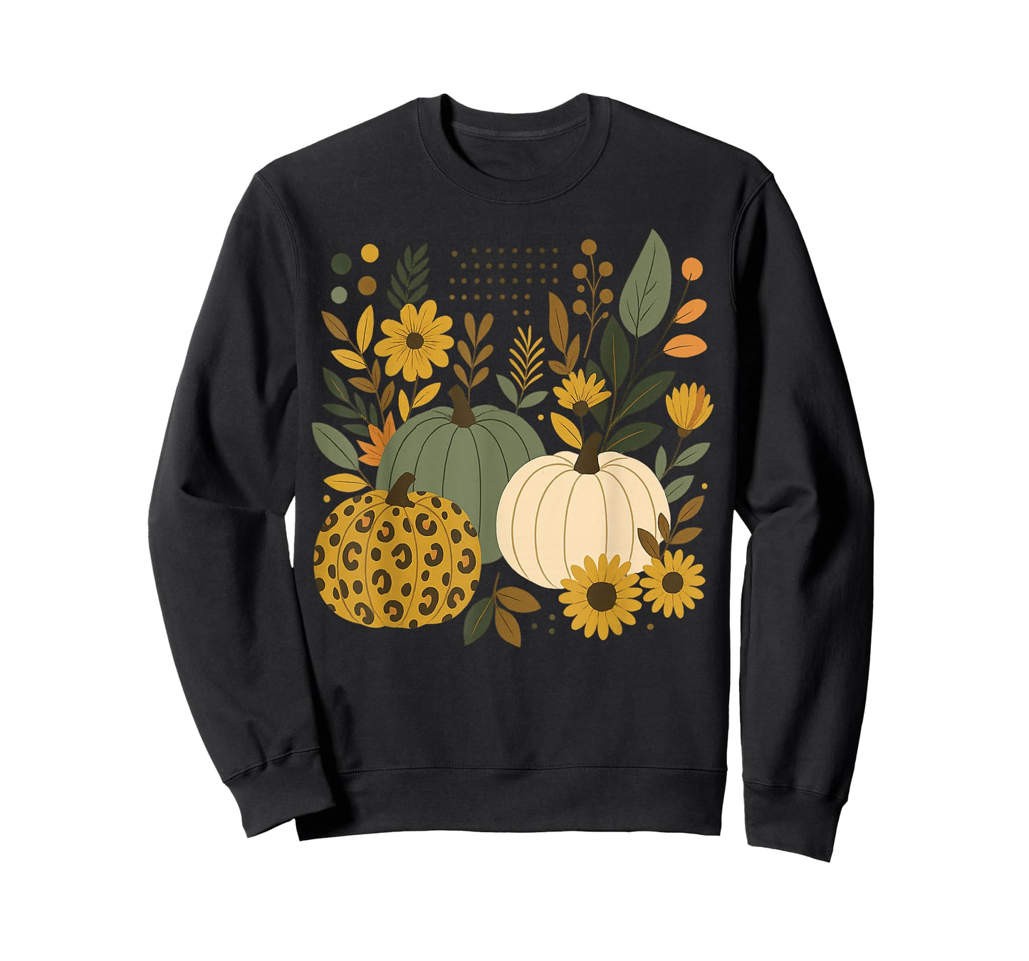 Funny Pumpkin Vintage Boho Floral Fall Vibes Thanksgiving T-Shirt
