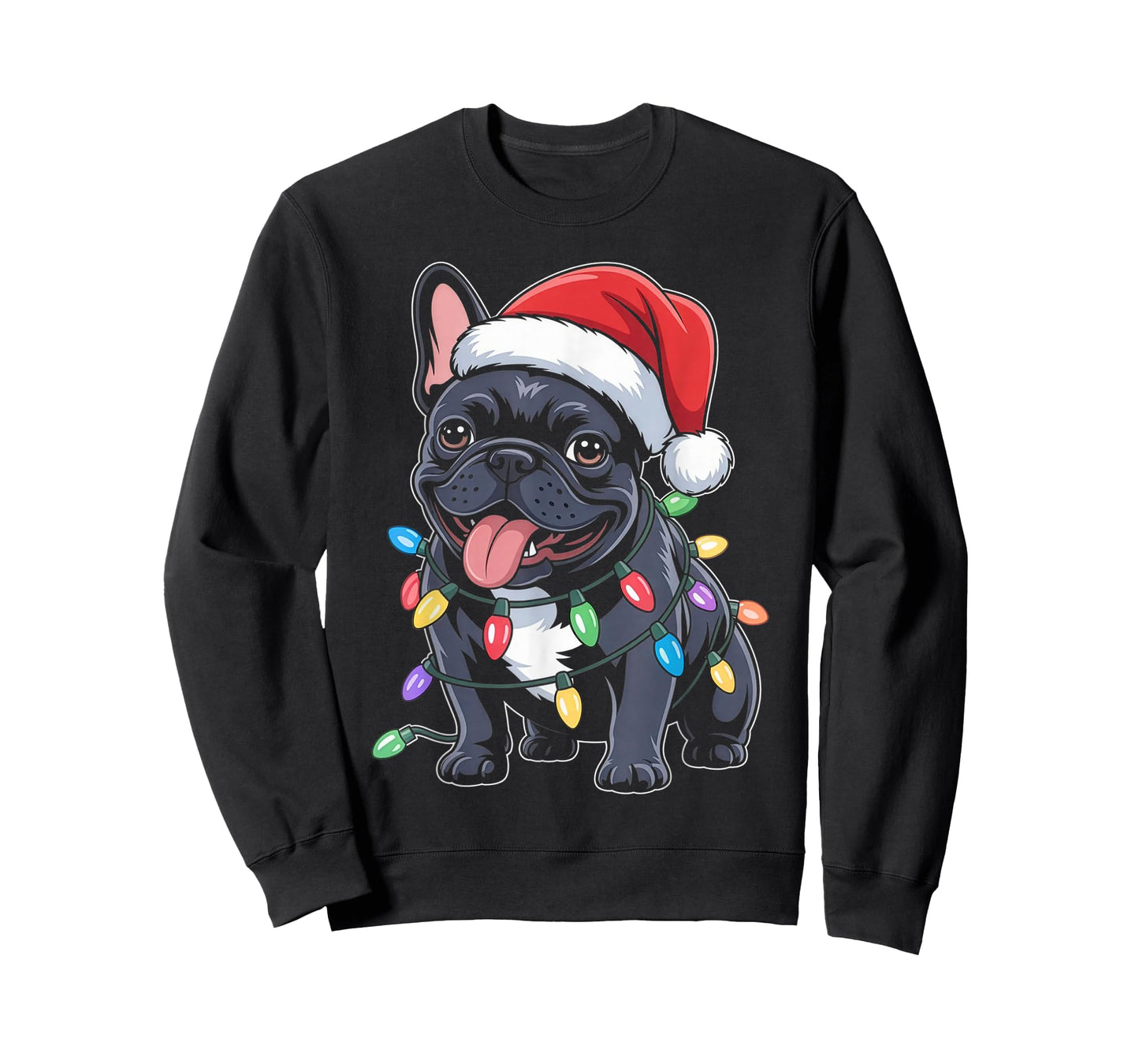 French Bulldog Santa Hat Christmas Lights Gifts T-Shirt