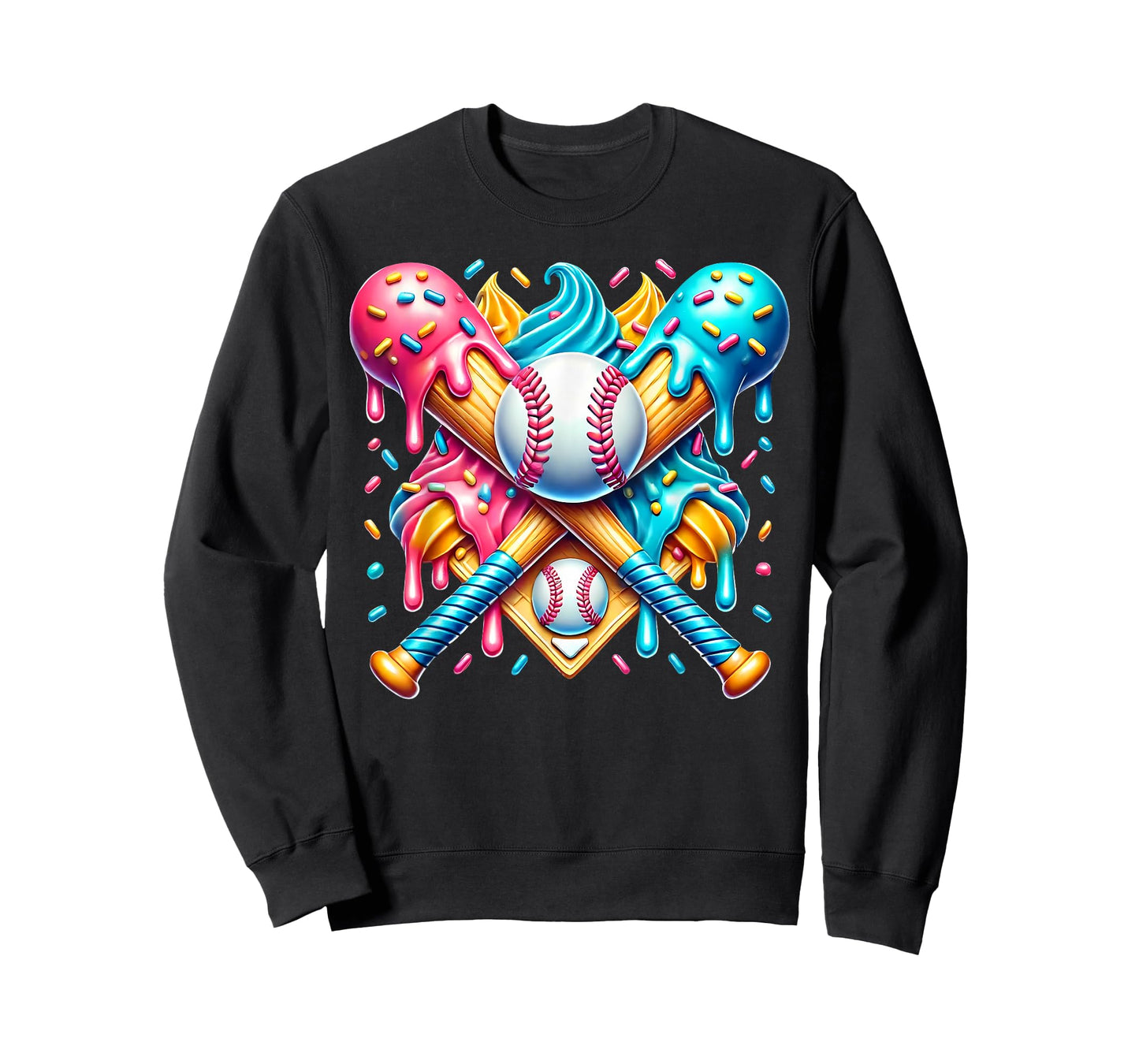Cool Sport Baseball Bat Home Plate Drip With Sprinkles Drip T-Shirt