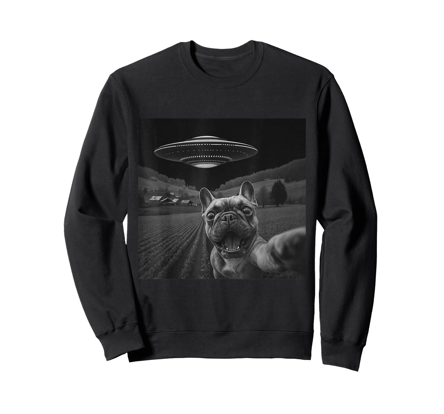 Frenchie UFO Selfie - Funny French Bulldog Alien T-Shirt