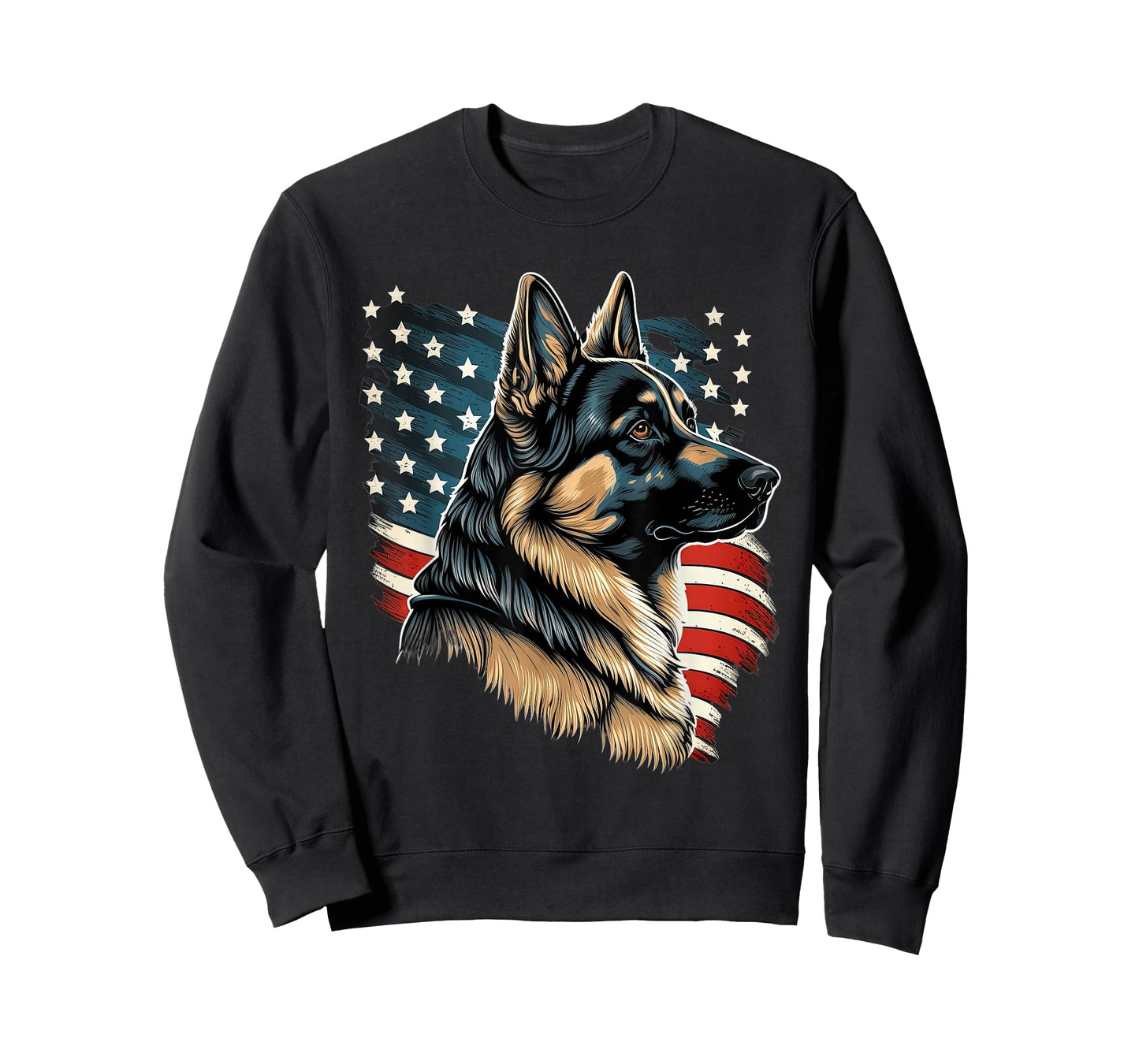 Patriotic USA German Shepherd With American Flag T-Shirt