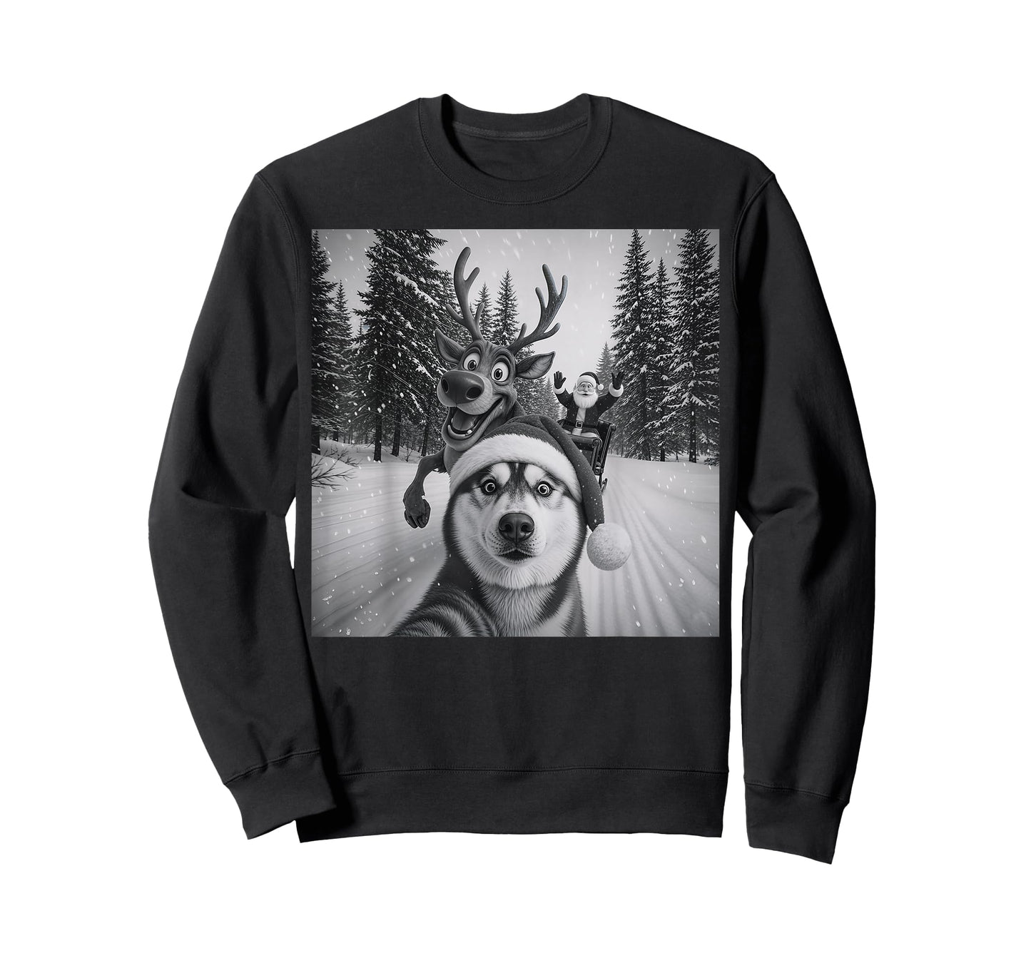 Funny Dog Selfie Christmas Reindeer Boys Husky Christmas T-Shirt