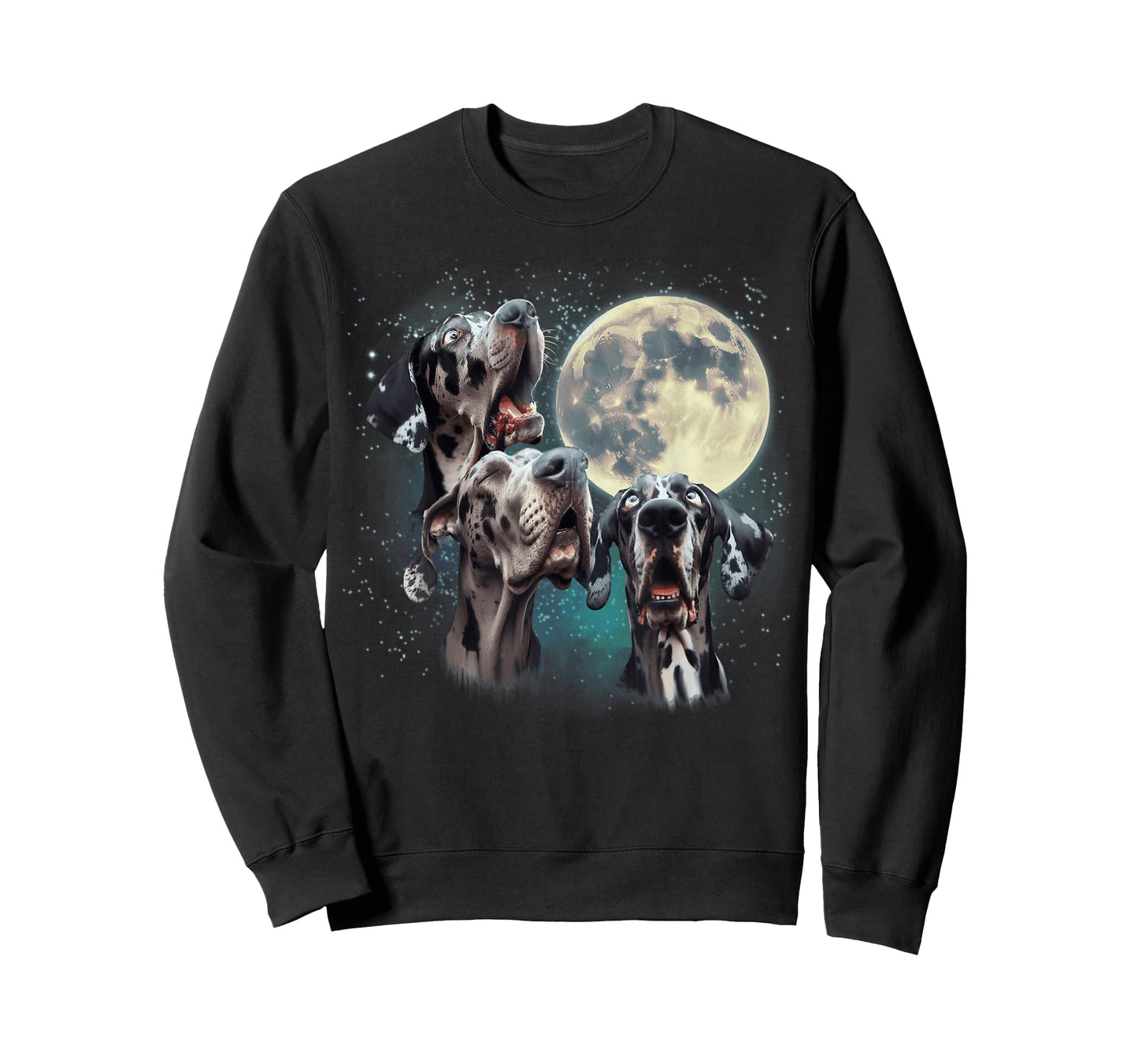 Funny Three Dog Moon, 3 Great Dane Merle Natural, Weird Meme T-Shirt for Men Women Kids