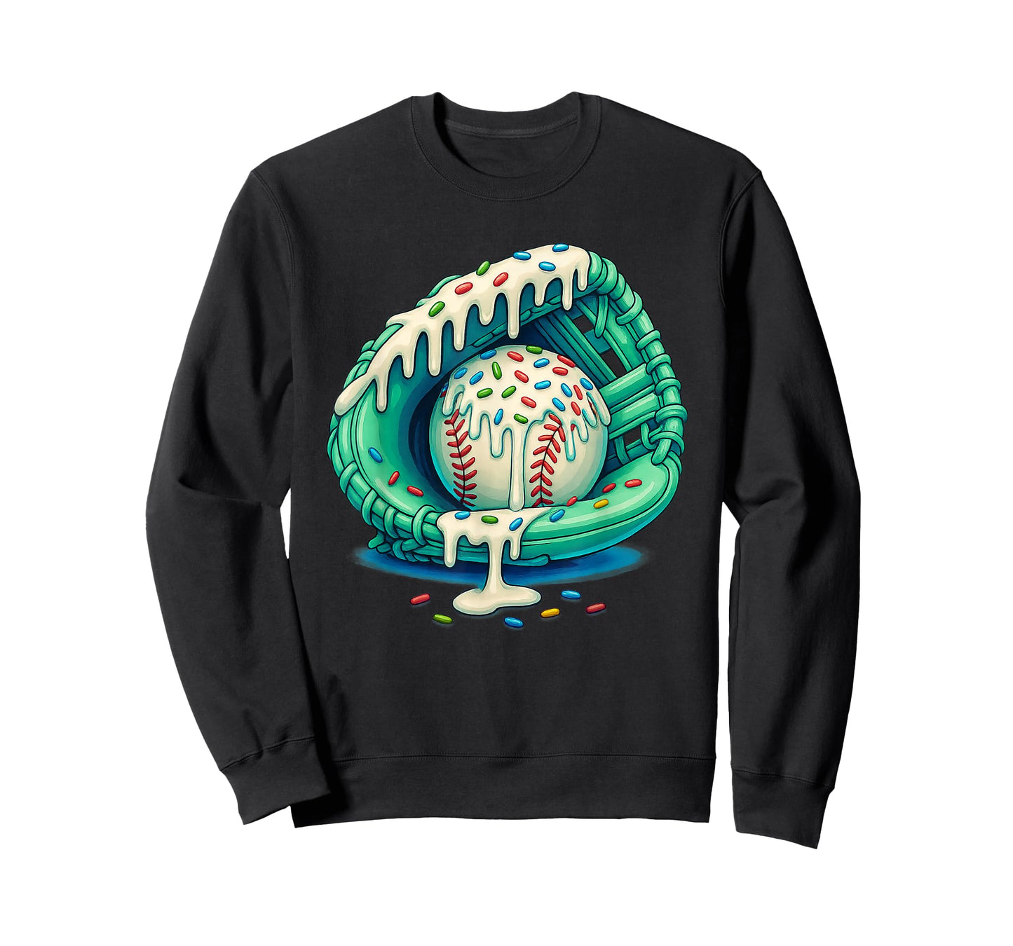 Baseball Drip Ice Cream Sprinkles Mint Baseball Glove T-Shirt