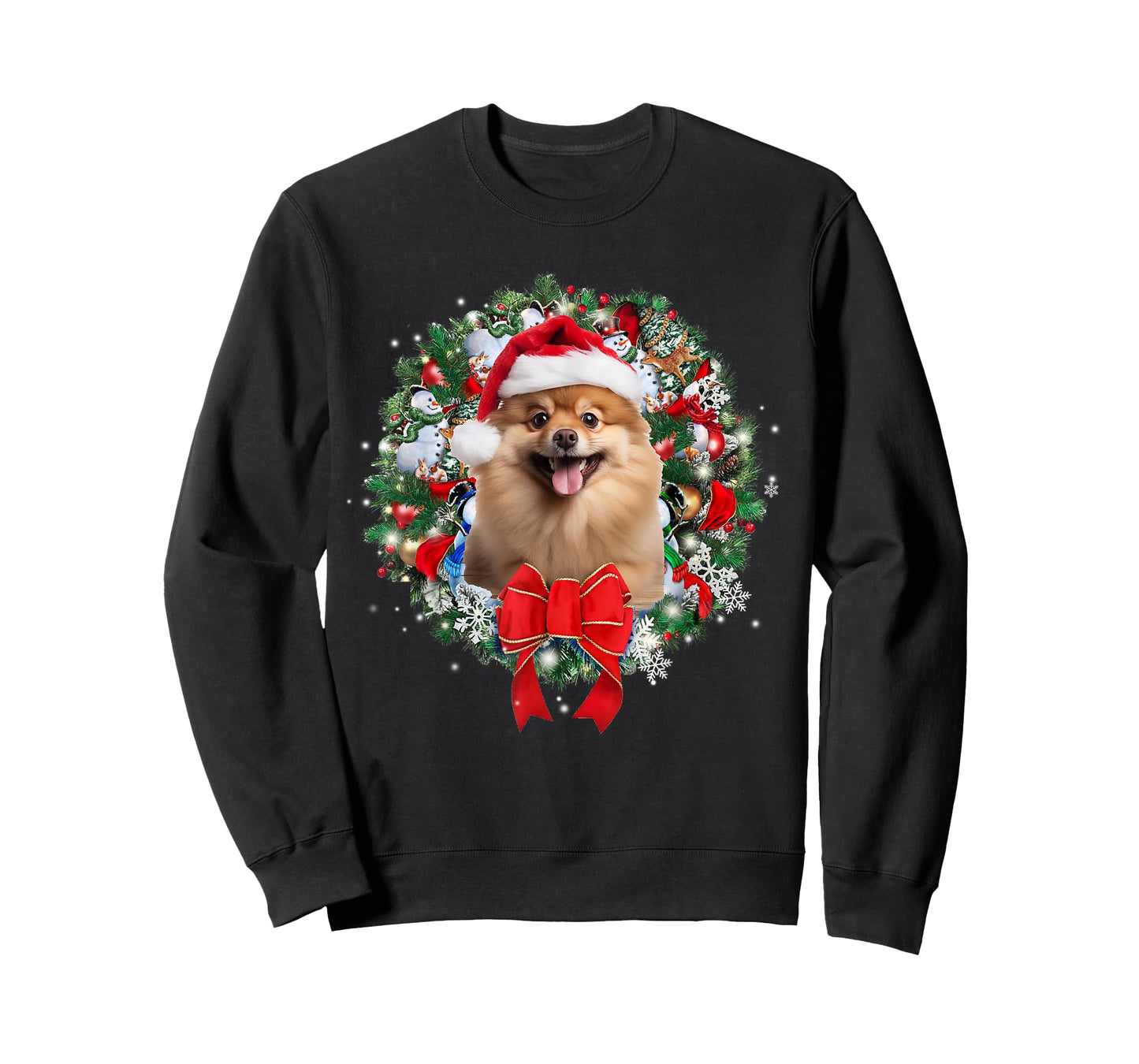 Pomeranian Christmas Wreath Decoration Xmas Pajamas T-Shirt