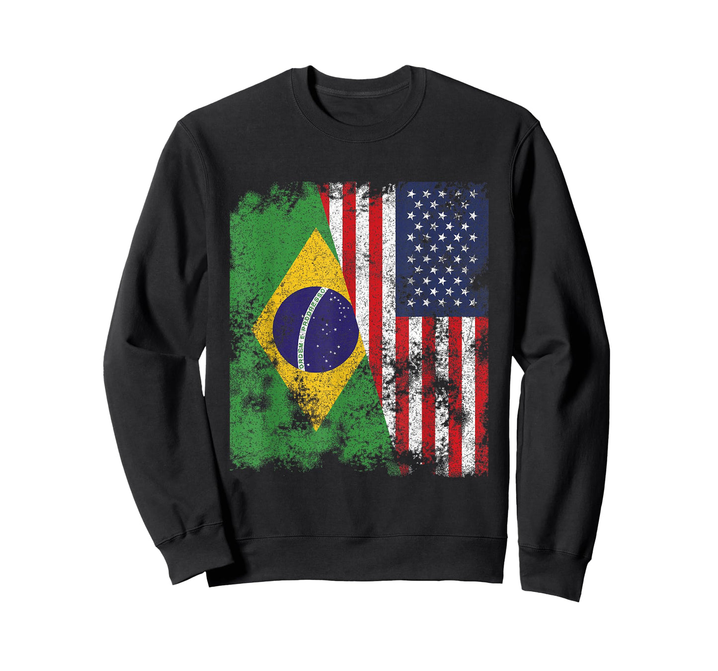 Brazil USA Flag Distressed - Half American T-Shirt
