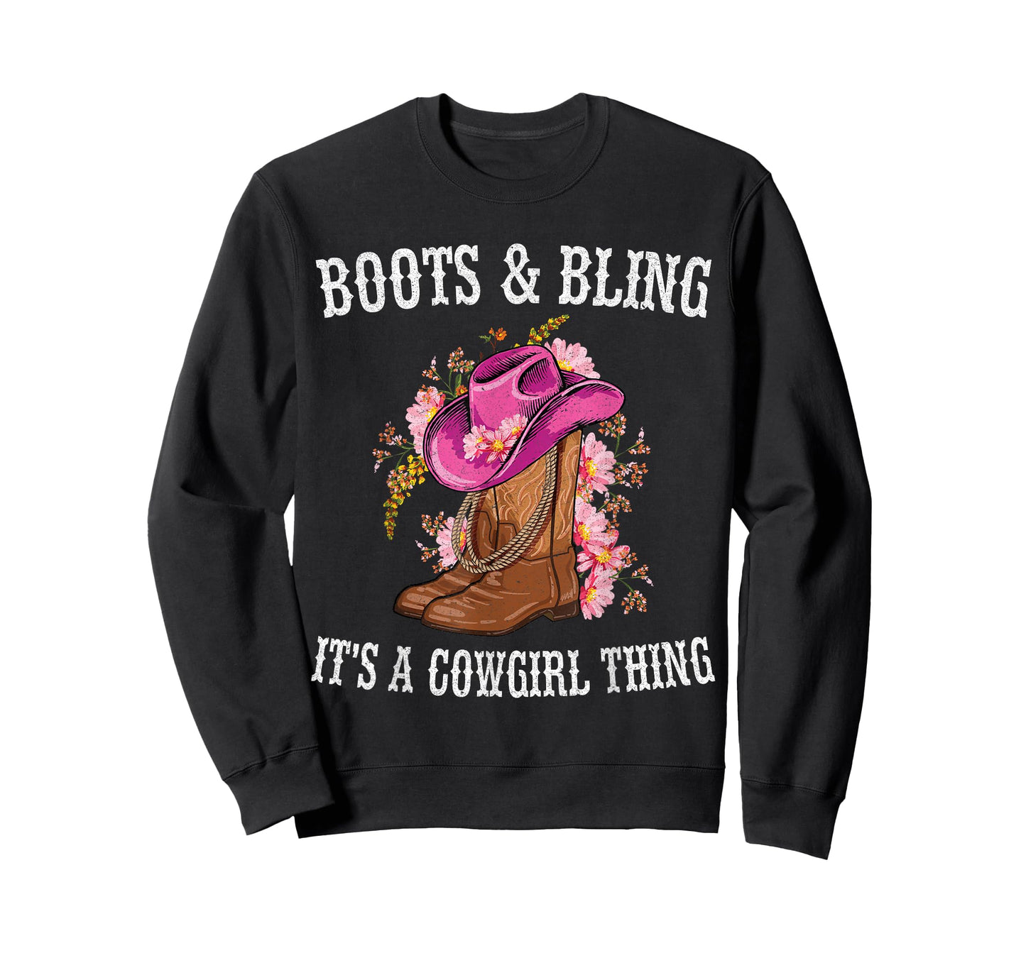 Boots and Bling its a Cowgirl Thing Womens Cowboy Boots Hat T-Shirt