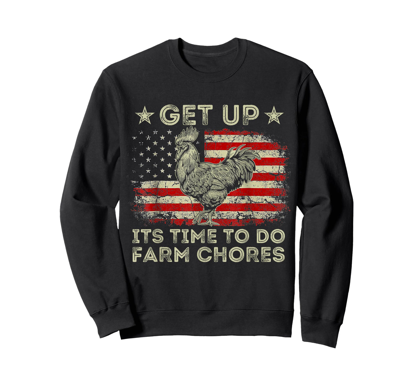 get up it's time to do farm chores American Flag T-Shirt