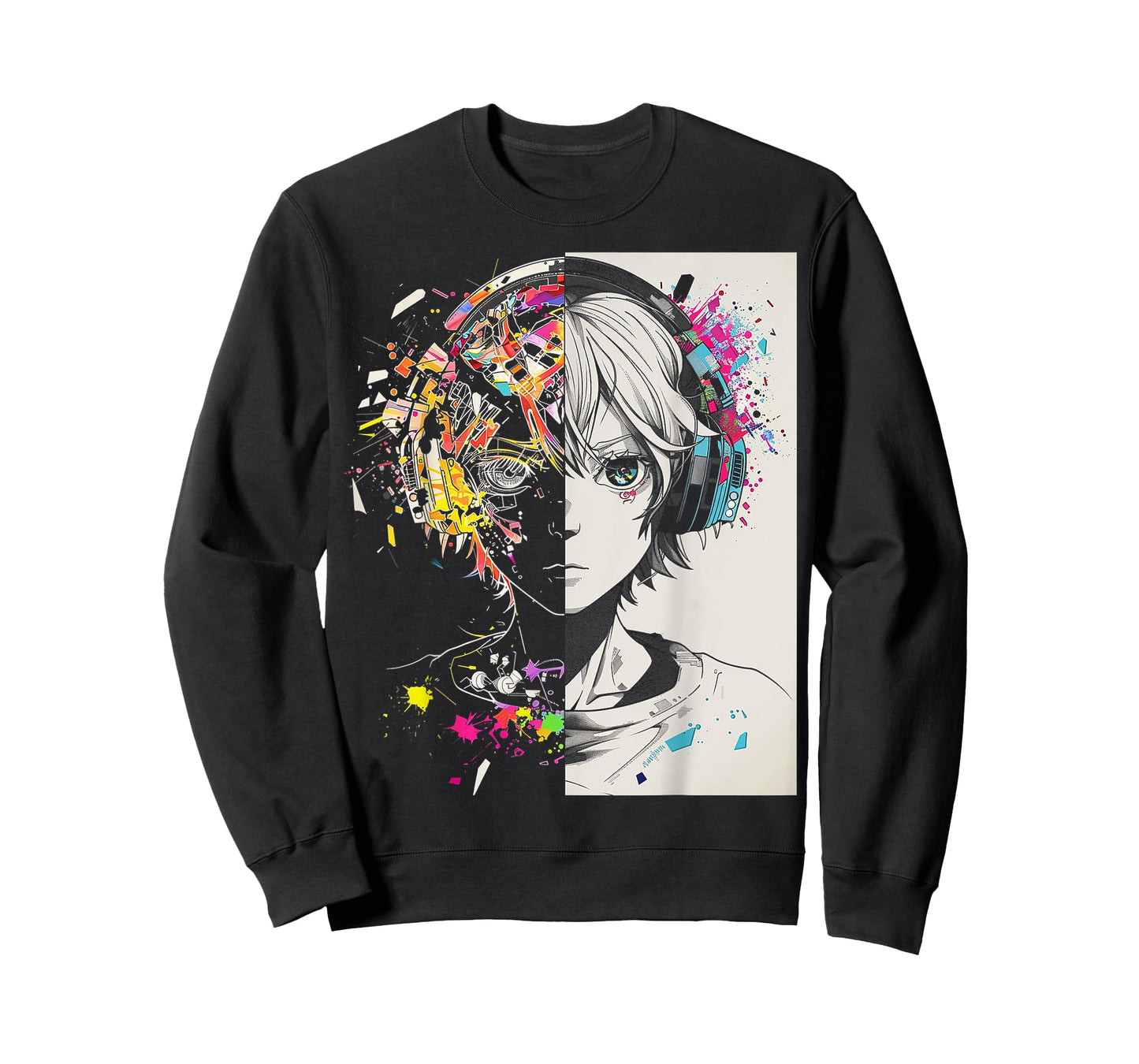 Anime Manga Motif Headphone Artwork Anime T-Shirt