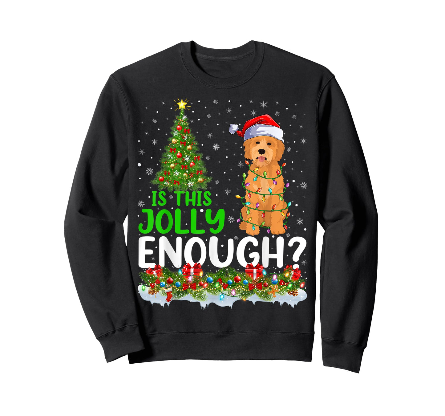 Is This Jolly Enough Goldendoodle Dog Christmas Tree T-Shirt