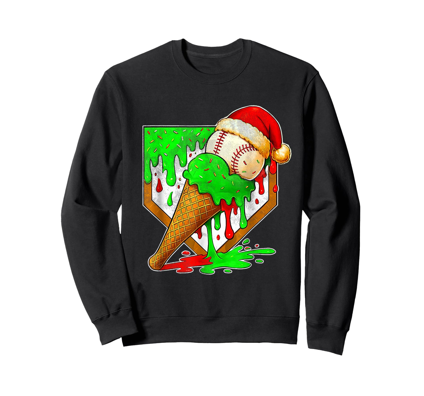 Baseball Xmas Christmas Baseball Ice Cream Drip Boys T-Shirt
